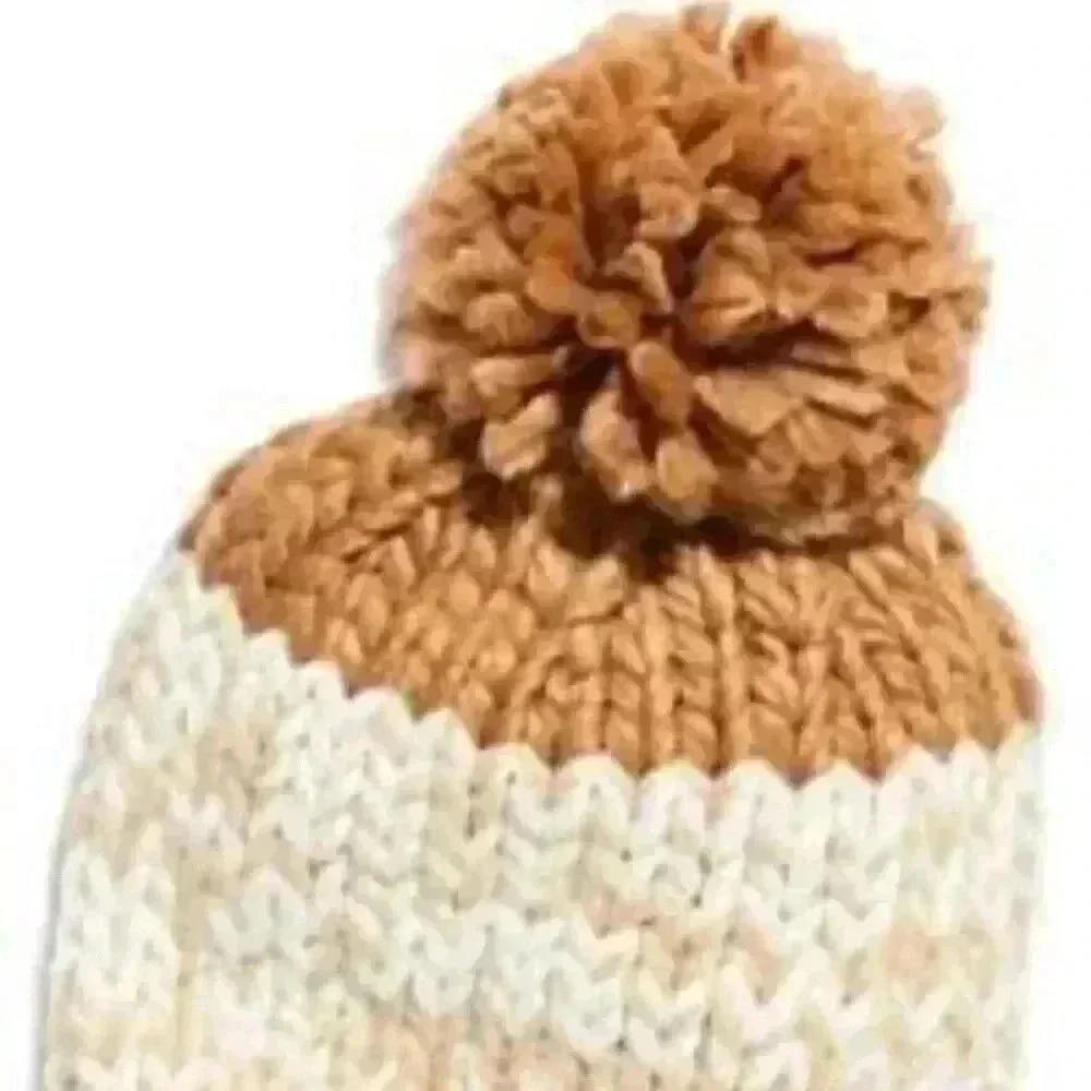Free People Cozy Up Color Block Pom Pom Beanie Hat NWT